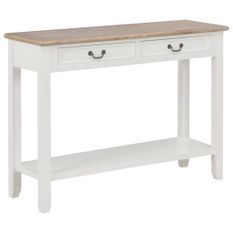 Table console fixe blanche et bois naturel Paola