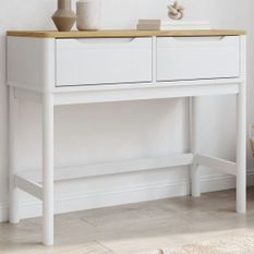 Table console FLORO blanc 89,5x36,5x73 cm bois de pin massif
