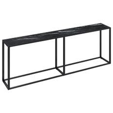 Table console Marbre noir 220x35x75,5 cm Verre trempé