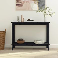 Table console Noir 110x40x80 cm Bois massif de pin