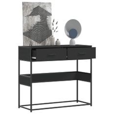 Table console noir 90x35x80 cm bois d'ingénierie