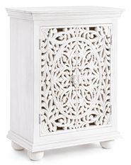 Table d'appoint 2 portes bois de manguier blanc Nina L 70 cm
