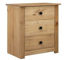 Table d'appoint 3 tiroirs en bois de pin massif Autika 46 cm – Élégance rustique et praticité