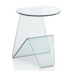 Table d'appoint avec porte-magazine verre transparent glass