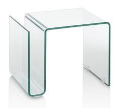 Table d'appoint avec porte-magazine verre transparent Oze