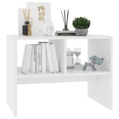 Table d'appoint Blanc brillant 60x40x45 cm