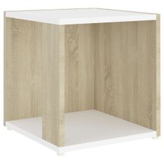 Table d'appoint Blanc et chêne sonoma 33x33x34,5 cm