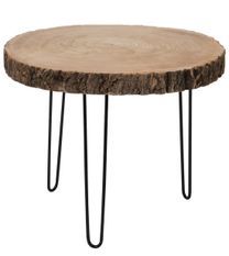 Table d'appoint bois de paulownia clair et pieds métal noir Nalpo D 47 cm