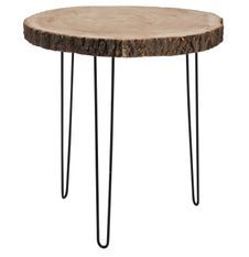 Table d'appoint bois de paulownia clair Nalpo D 58 cm