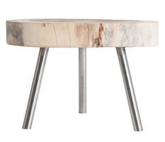 Table d'appoint bois de suar clair et métal argenté Paga