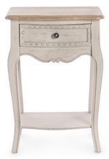 Table d'appoint bois en bois de paulownia beige 1 tiroirs Jara - Lot de 2