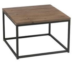Table d'appoint bois massif foncé et métal noir Uchio L 60 cm
