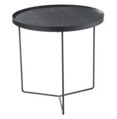Table d'appoint bois noir et pied métal marron Ocel D 50 cm