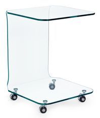 Table d'appoint carré verre transparent à roues Iris - Lot de 2
