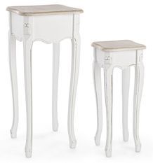Table d'appoint carrée bois de paulownia blanc Juju - Lot de 2