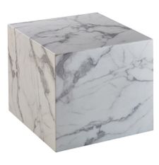 Table d'appoint carrée marbre blanc Reco L 60 cm