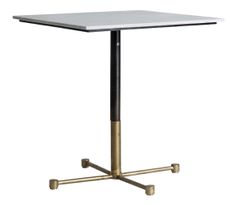 Table d'appoint carrée marbre blanc et pieds métal noir et doré Sacha