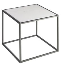 Table d'appoint carrée marbre blanc et pieds métal noir Jeel
