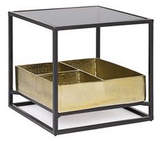 Table d'appoint carrée verre et acier bicolore Mirabel L 42 cm