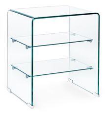 Table d'appoint carrée verre transparent 3 niveaux Iris L 50 cm