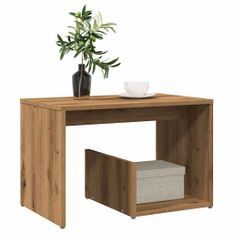 Table d'appoint chêne artisanal 59x36x38 cm bois d'ingénierie