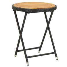 Table d'appoint de jardin acacia clair et résine noire Abee