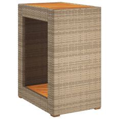 Table d'appoint de jardin dessus en bois beige 60x40x75 cm