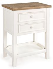 Table d'appoint en bois blanc 2 tiroirs Elya L 50.5 cm