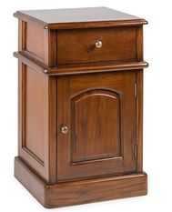 Table d'appoint en bois d'acajou marron 1 porte 1 tiroir CASTLE - Style colonial