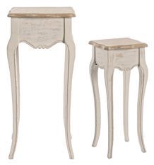 Table d'appoint en bois de paulownia beige Jara - Lot de 2