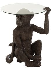 Table d'appoint en résine singe marron foncé Tuck L 52 cm