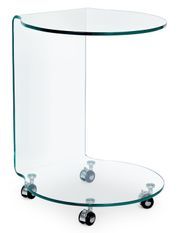 Table d'appoint en verre transparent à roues Iris - Lot de 2