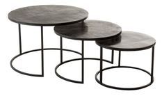 Table d'appoint gigogne métal noir Lilith L 75 cm - Lot de 3