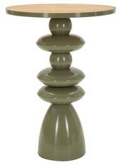 Table d’appoint haute verte en métal et bois Caro