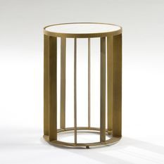 Table d'appoint marbre blanc et métal doré Gena H 61 cm