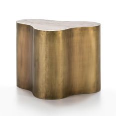 Table d'appoint marbre blanc et métal doré Sami