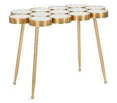 Table d'appoint métal doré avec plateau miroir Mani