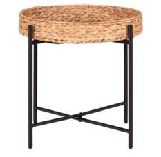 Table d’appoint métal & jacinthe d’eau NARO Ø 50 cm