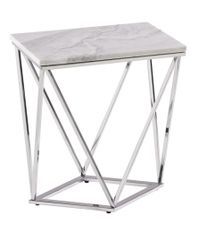 Table d'appoint rectangulaire marbre et pieds métal gris Coli L 50 cm