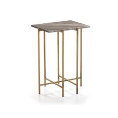 Table d'appoint rectangulaire marbre gris et métal doré Frie