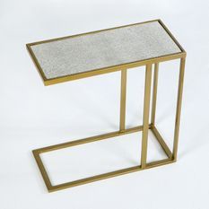 Table d'appoint rectangulaire miroir vieilli et métal doré Hugos