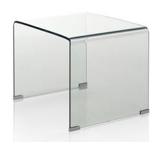 Table d'appoint rectangulaire verre transparent Lessi