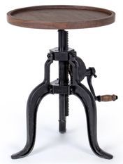 Table d'appoint réglable bois de manguier marron Juna D 41 cm