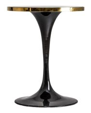 Table d'appoint résine imitation marbre noir et métal doré Nath