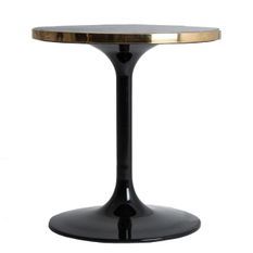 Table d'appoint résine imitation marbre noir et métal doré Nath D 63 cm