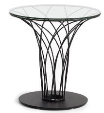 Table d'appoint ronde aronde plateau verre trempé et acier noir Pilya