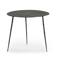 Table d'appoint ronde bois et métal noir Keysha