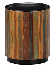 Table d'appoint ronde bois massif foncé recyclé et métal noir Wick