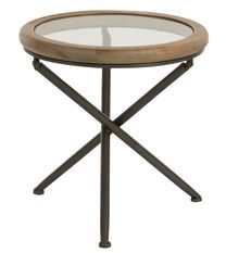 Table d'appoint ronde bois massif marron Natura D 50 cm