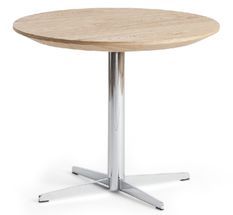 Table d'appoint ronde bois plaqué chêne et pieds acier inoxydable Kouba